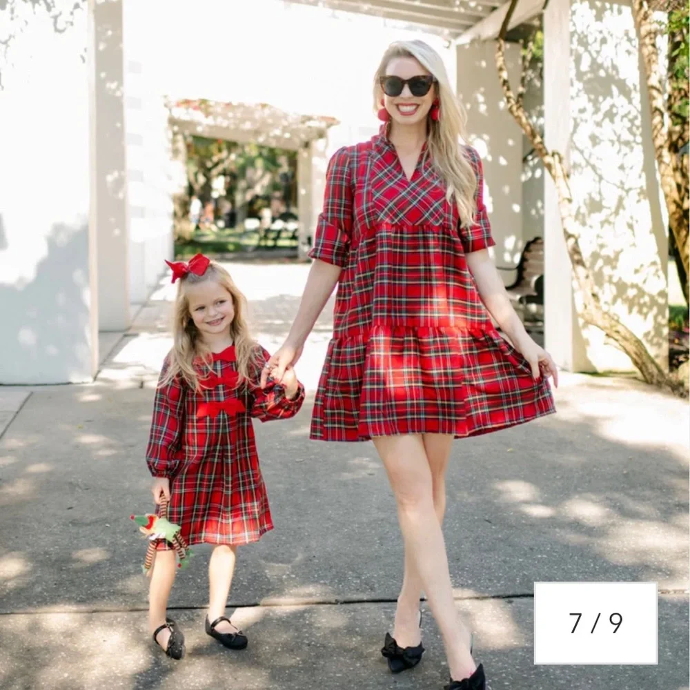 Christmas Plaid Red Coco Dress Holiday Matching